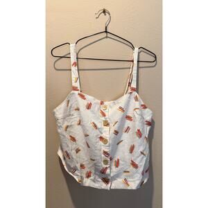 Lush Linen Blend White Crop Tank Top (Large)